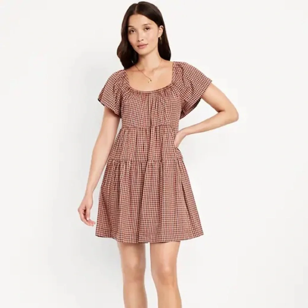 Old Navy Red Gingham Tiered Mini Dress | Size S - Picture 1 of 4